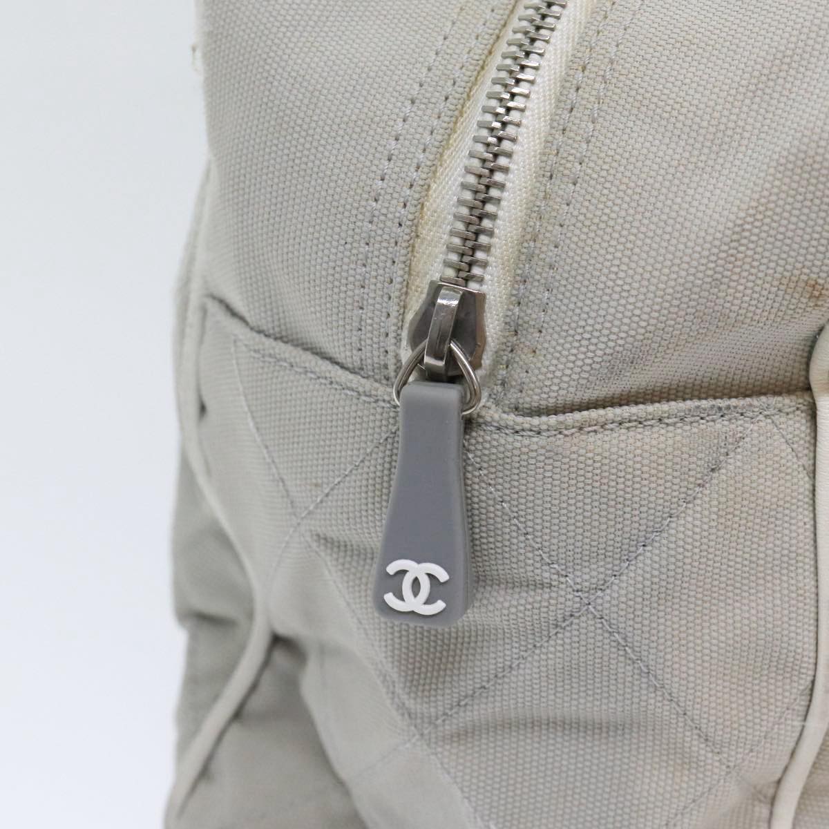 CHANEL Hand Bag Canvas Gray Silver CC bs17832