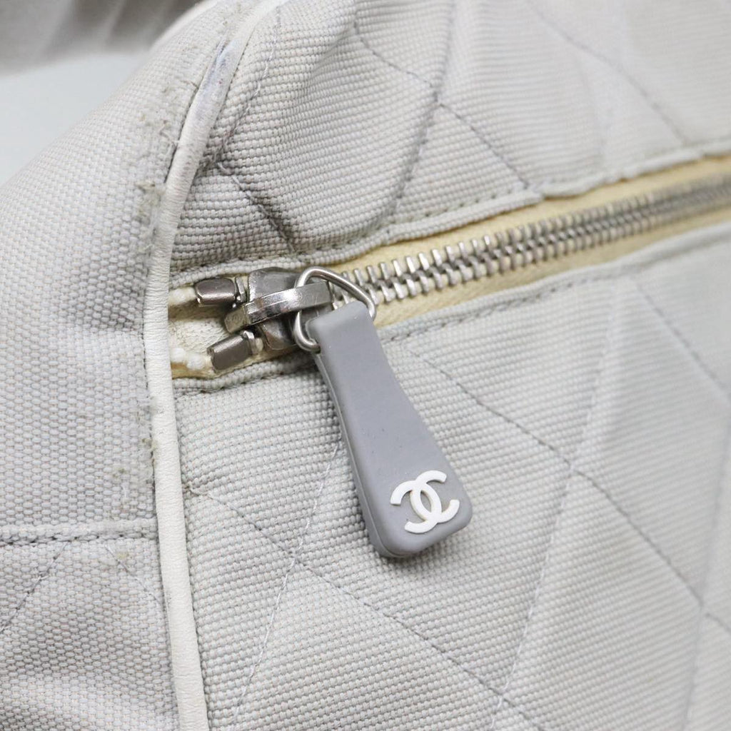 CHANEL Hand Bag Canvas Gray Silver CC bs17832