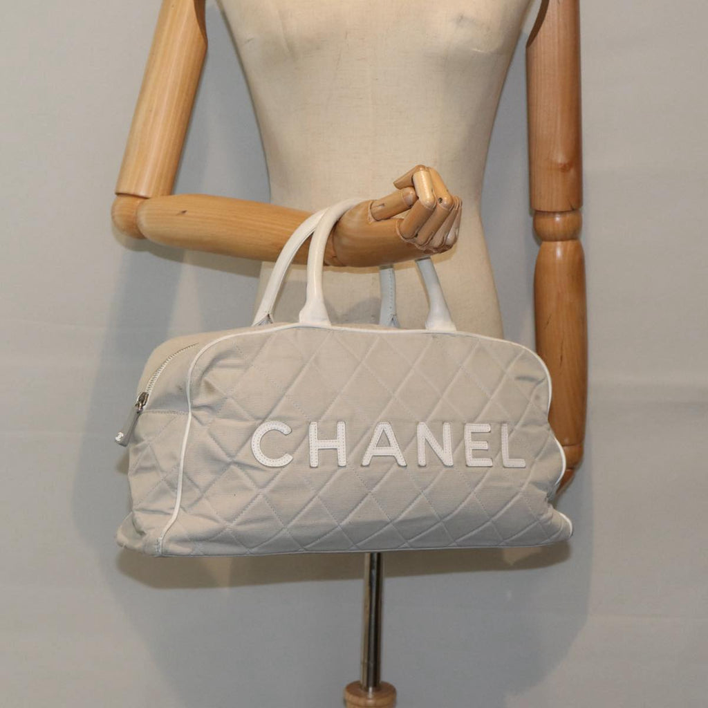 CHANEL Hand Bag Canvas Gray Silver CC bs17832