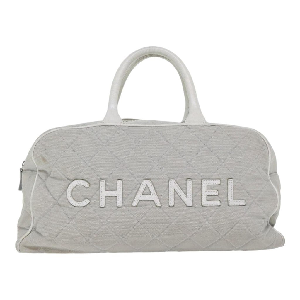 CHANEL Hand Bag Canvas Gray Silver CC bs17832