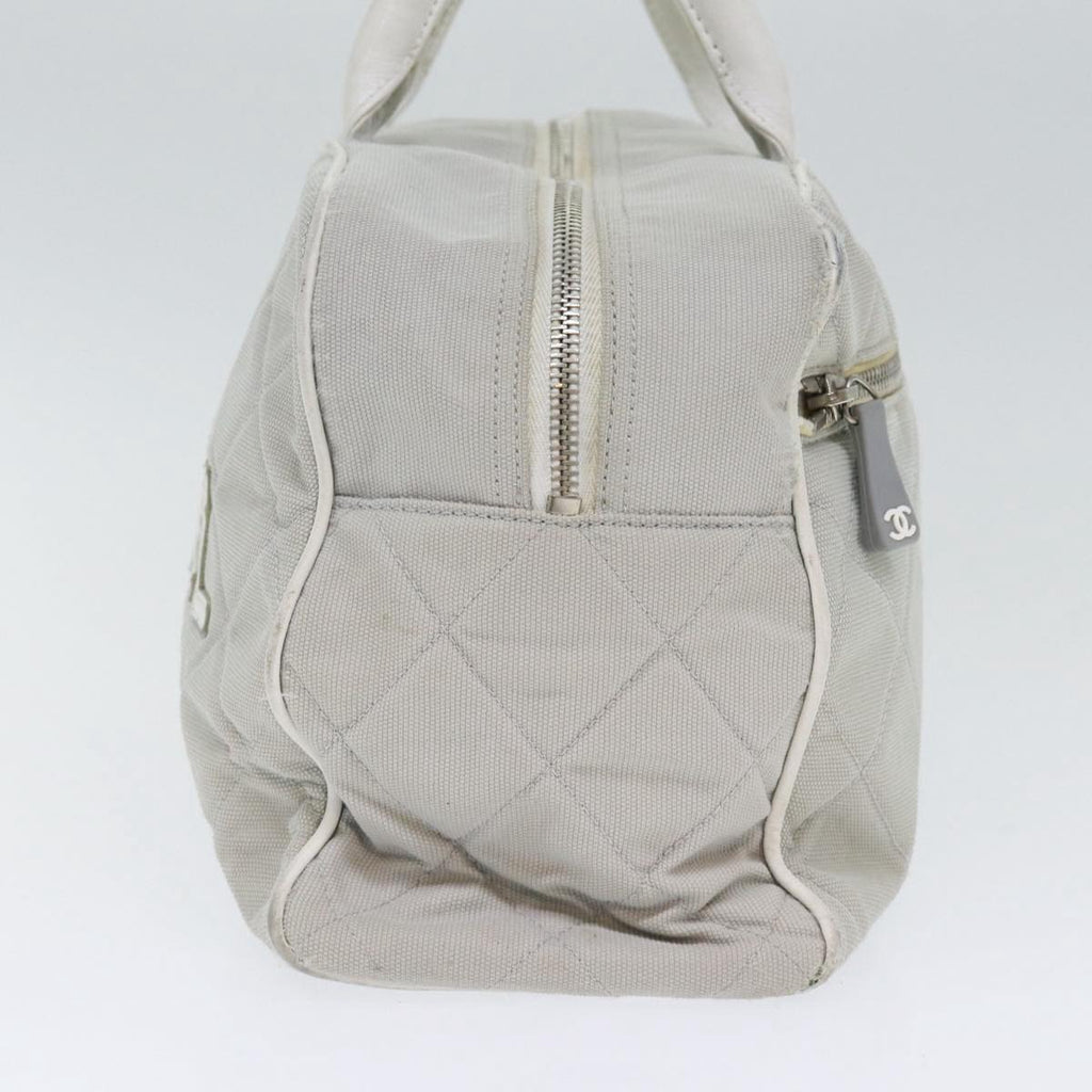 CHANEL Hand Bag Canvas Gray Silver CC bs17832