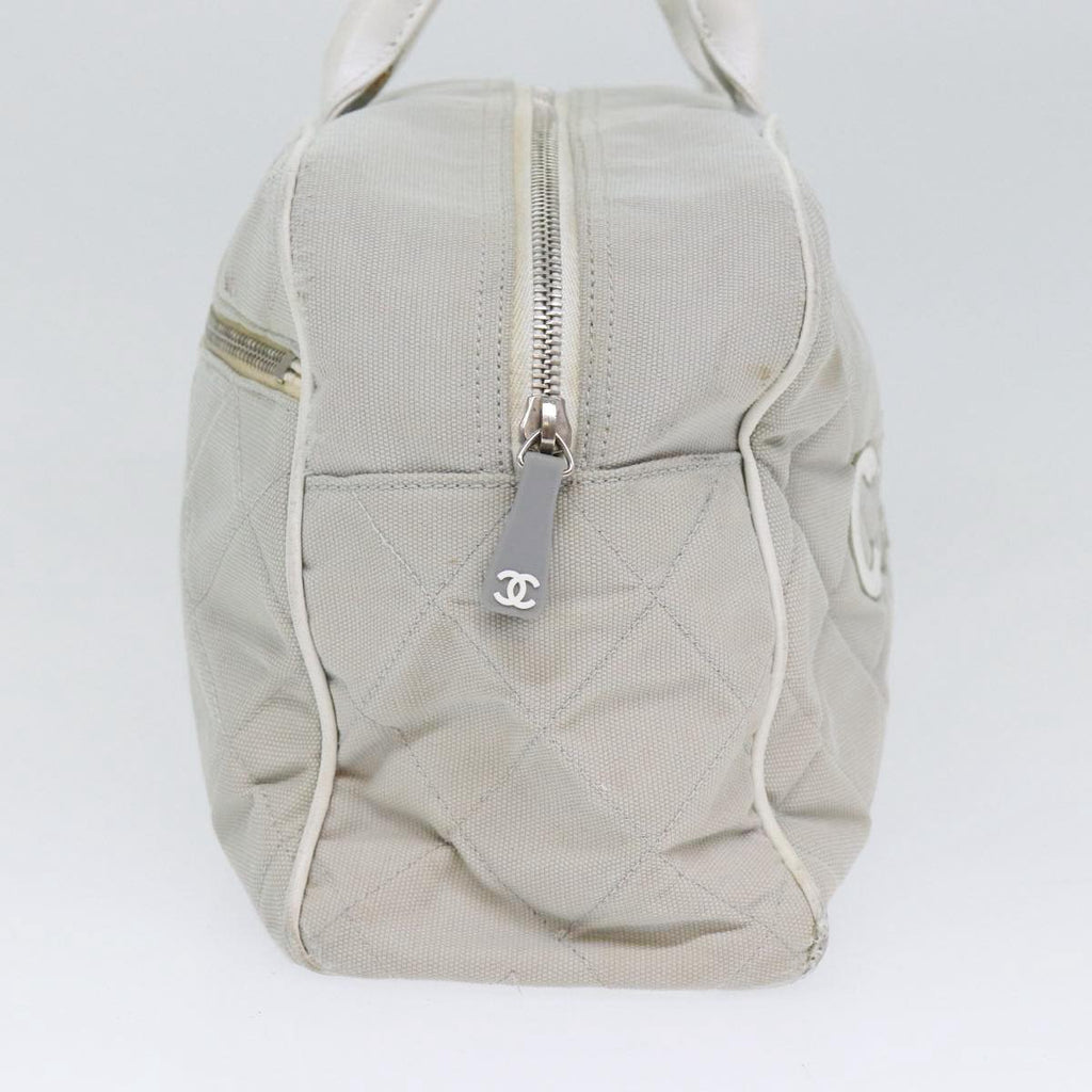 CHANEL Hand Bag Canvas Gray Silver CC bs17832