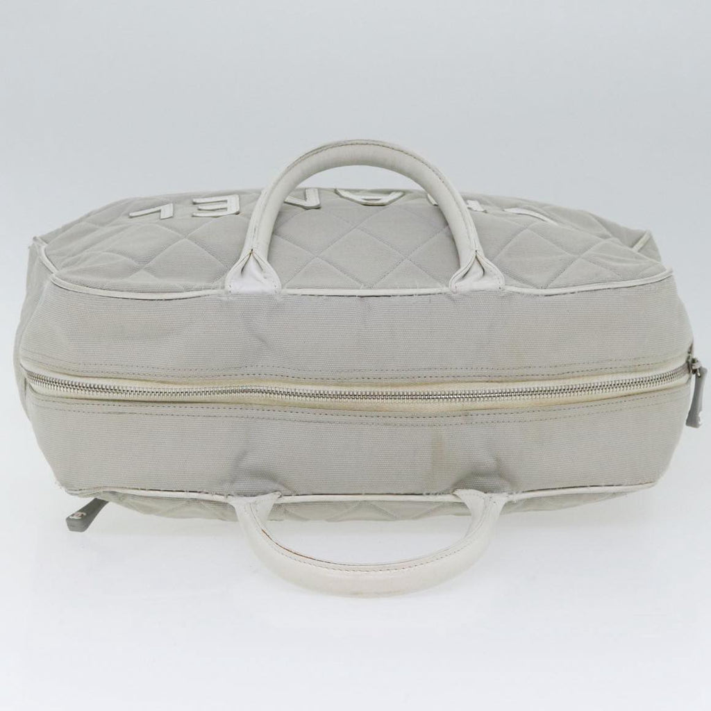 CHANEL Hand Bag Canvas Gray Silver CC bs17832