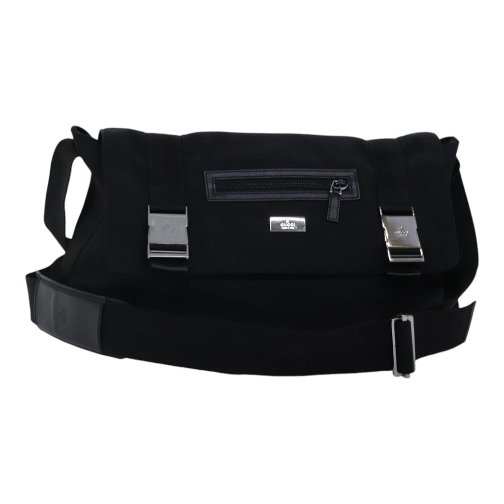GUCCI Shoulder Bag Nylon Black Silver 122374 bs17862