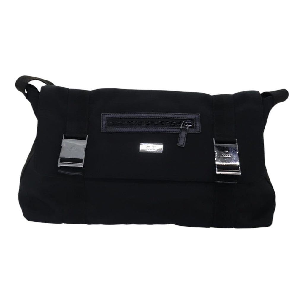 GUCCI Shoulder Bag Nylon Black Silver 122374 bs17862