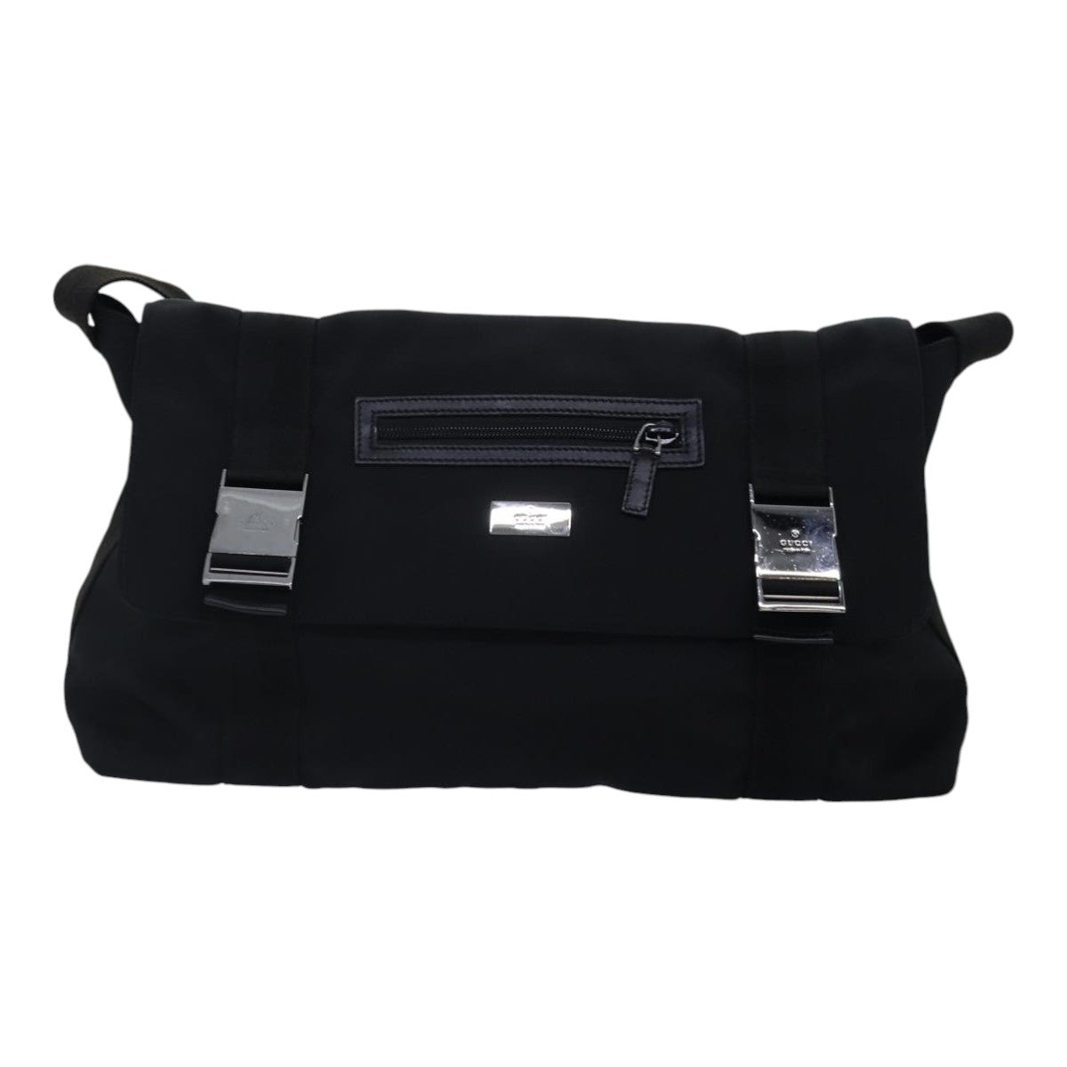 GUCCI Shoulder Bag Nylon Black Silver 122374 bs17862