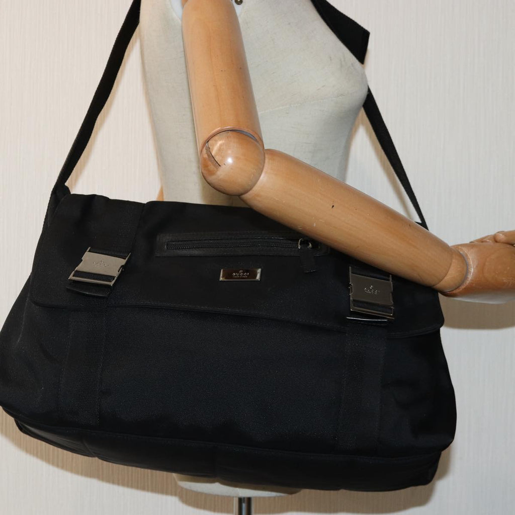 GUCCI Shoulder Bag Nylon Black Silver 122374 bs17862