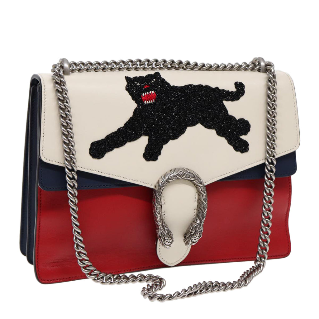 GUCCI Chain Dionysus Panther Shoulder Bag Leather Multicolor 403348 bs17863