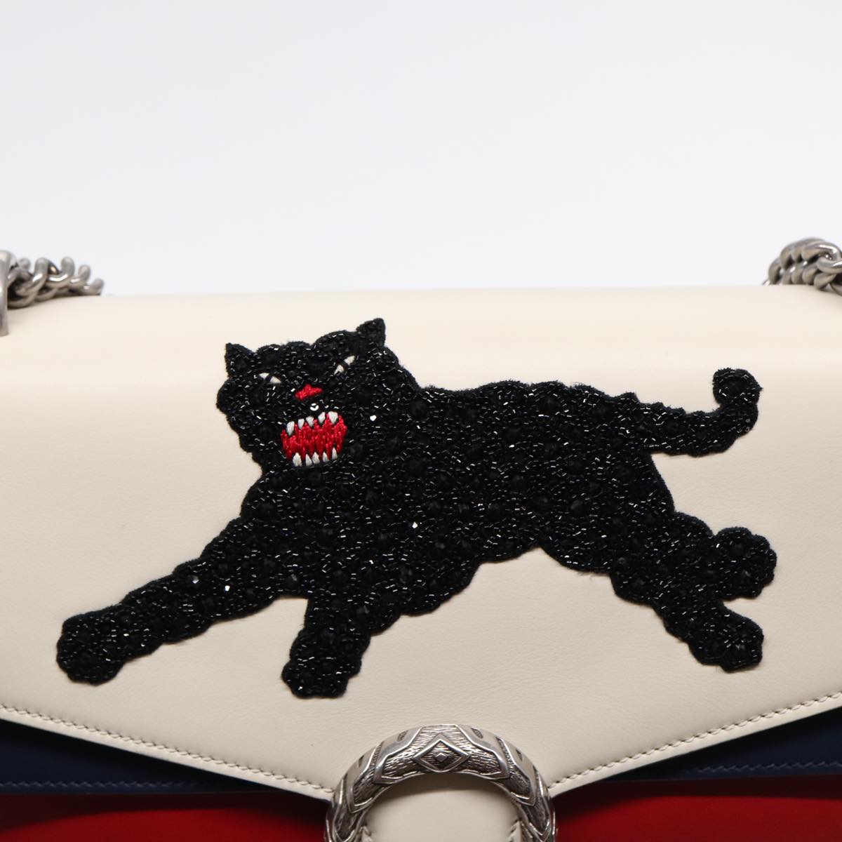 GUCCI Chain Dionysus Panther Shoulder Bag Leather Multicolor 403348 bs17863