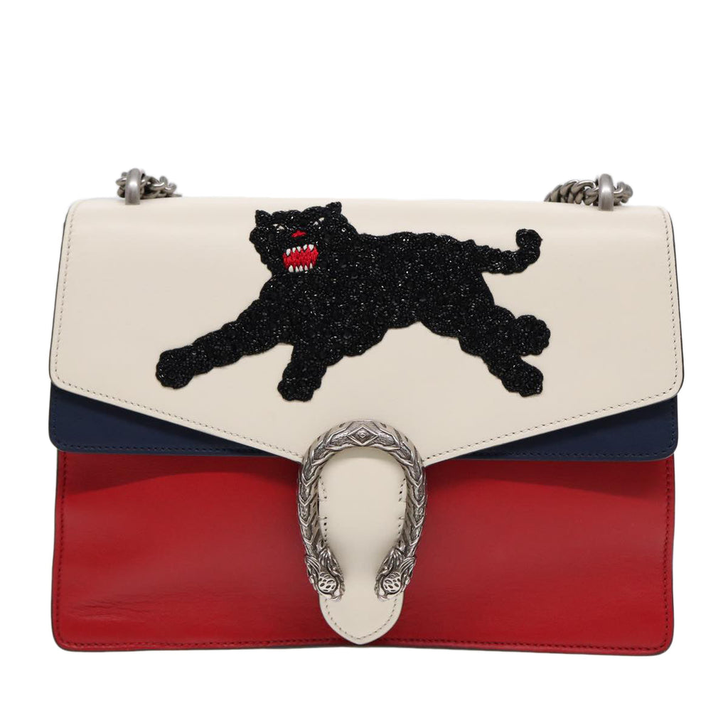 GUCCI Chain Dionysus Panther Shoulder Bag Leather Multicolor 403348 bs17863