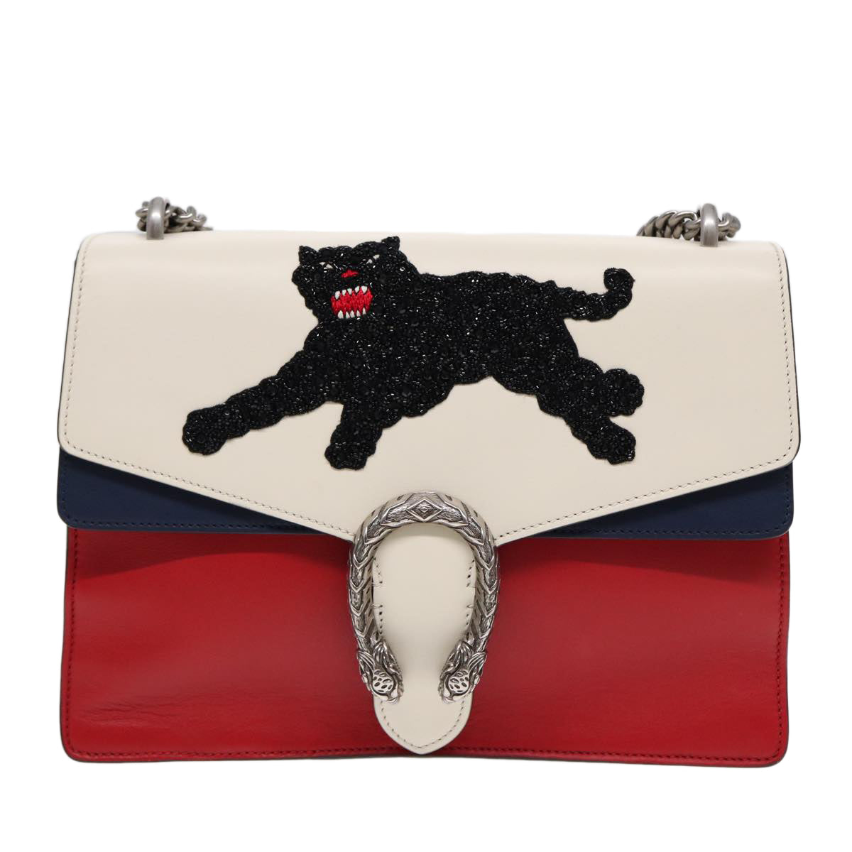 GUCCI Chain Dionysus Panther Shoulder Bag Leather Multicolor 403348 bs17863