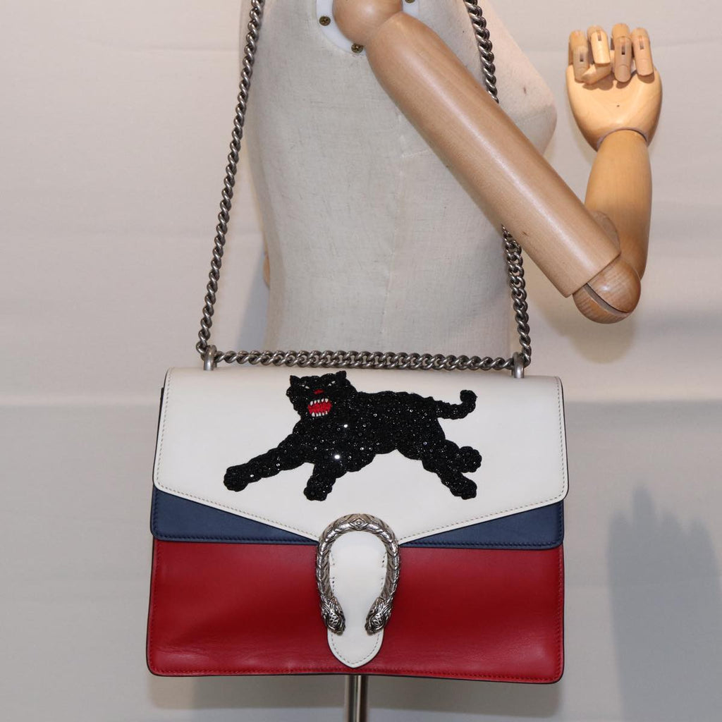 GUCCI Chain Dionysus Panther Shoulder Bag Leather Multicolor 403348 bs17863