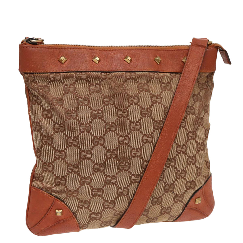 GUCCI GG Canvas Shoulder Bag Beige Gold 120893 bs17865