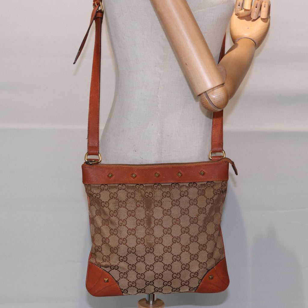 GUCCI GG Canvas Shoulder Bag Beige Gold 120893 bs17865
