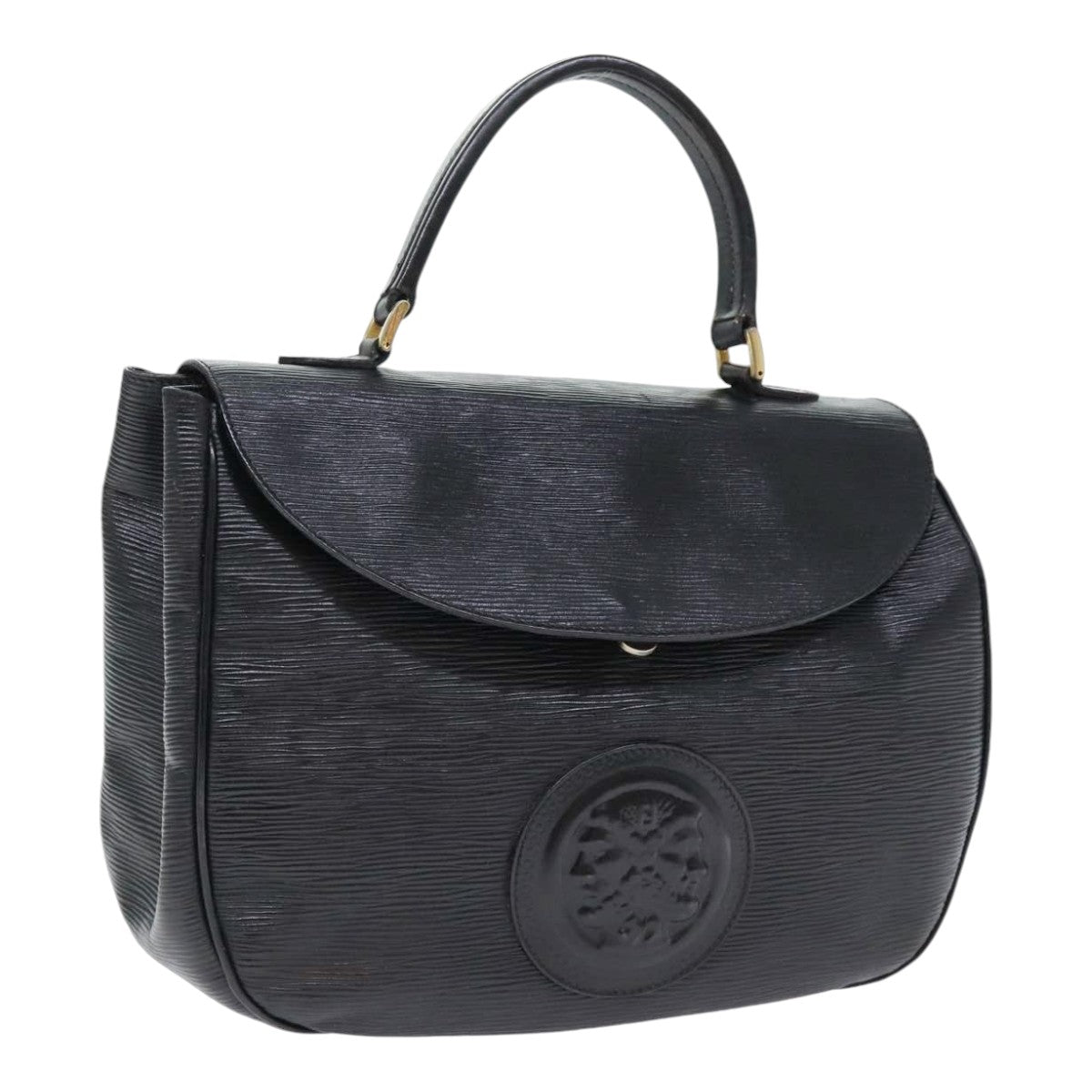 FENDI Hand Bag Leather Black Gold bs17873