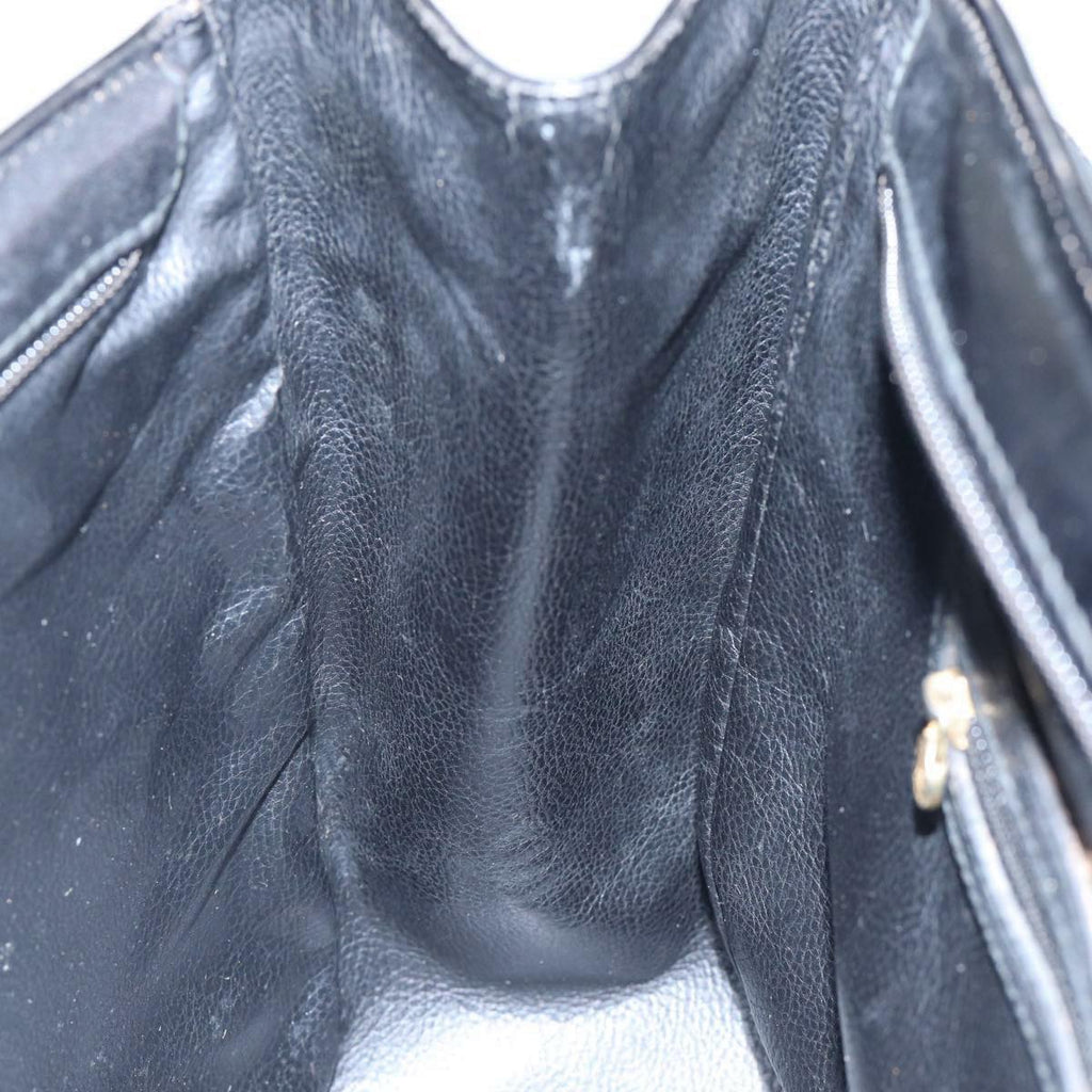 FENDI Hand Bag Leather Black Gold bs17873