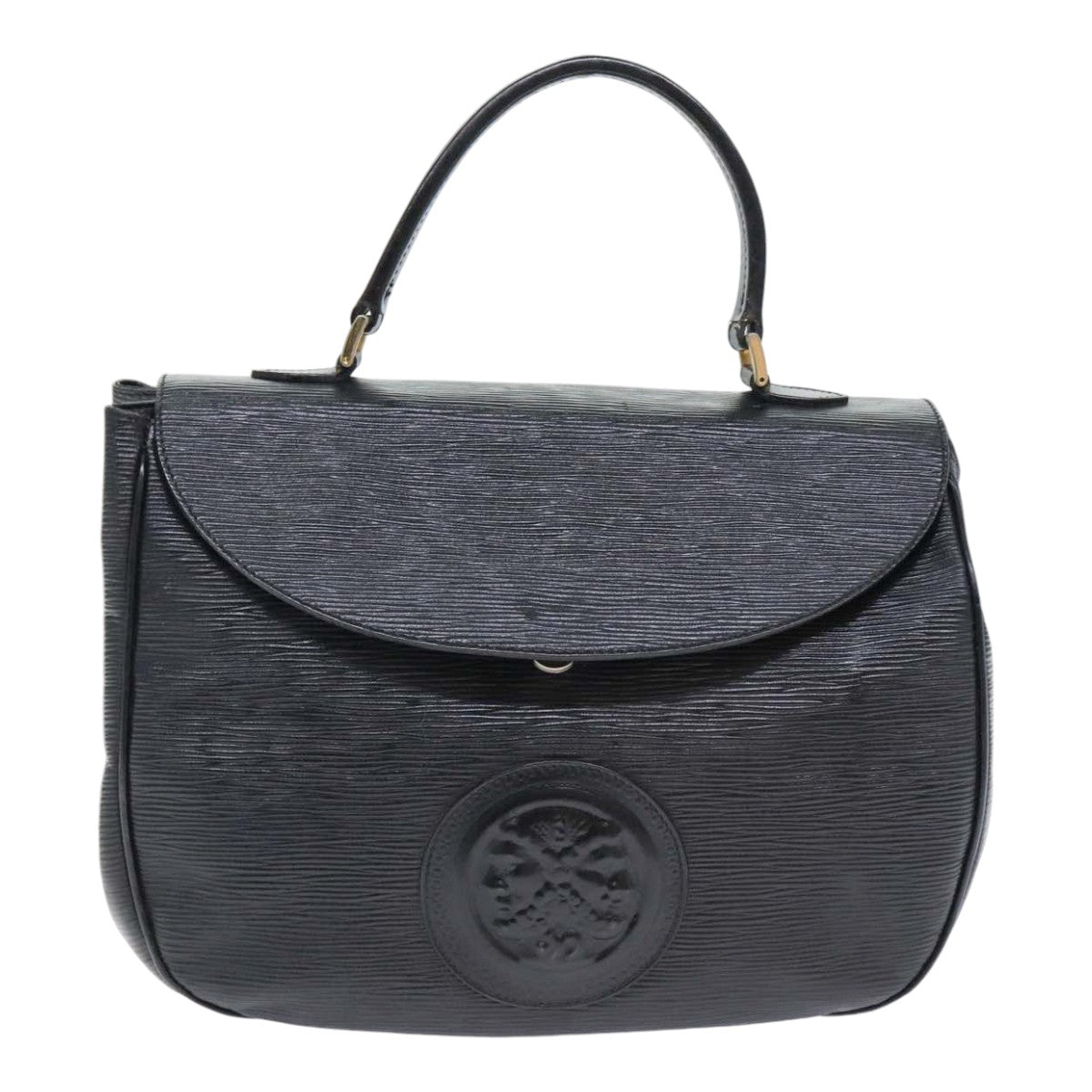 FENDI Hand Bag Leather Black Gold bs17873