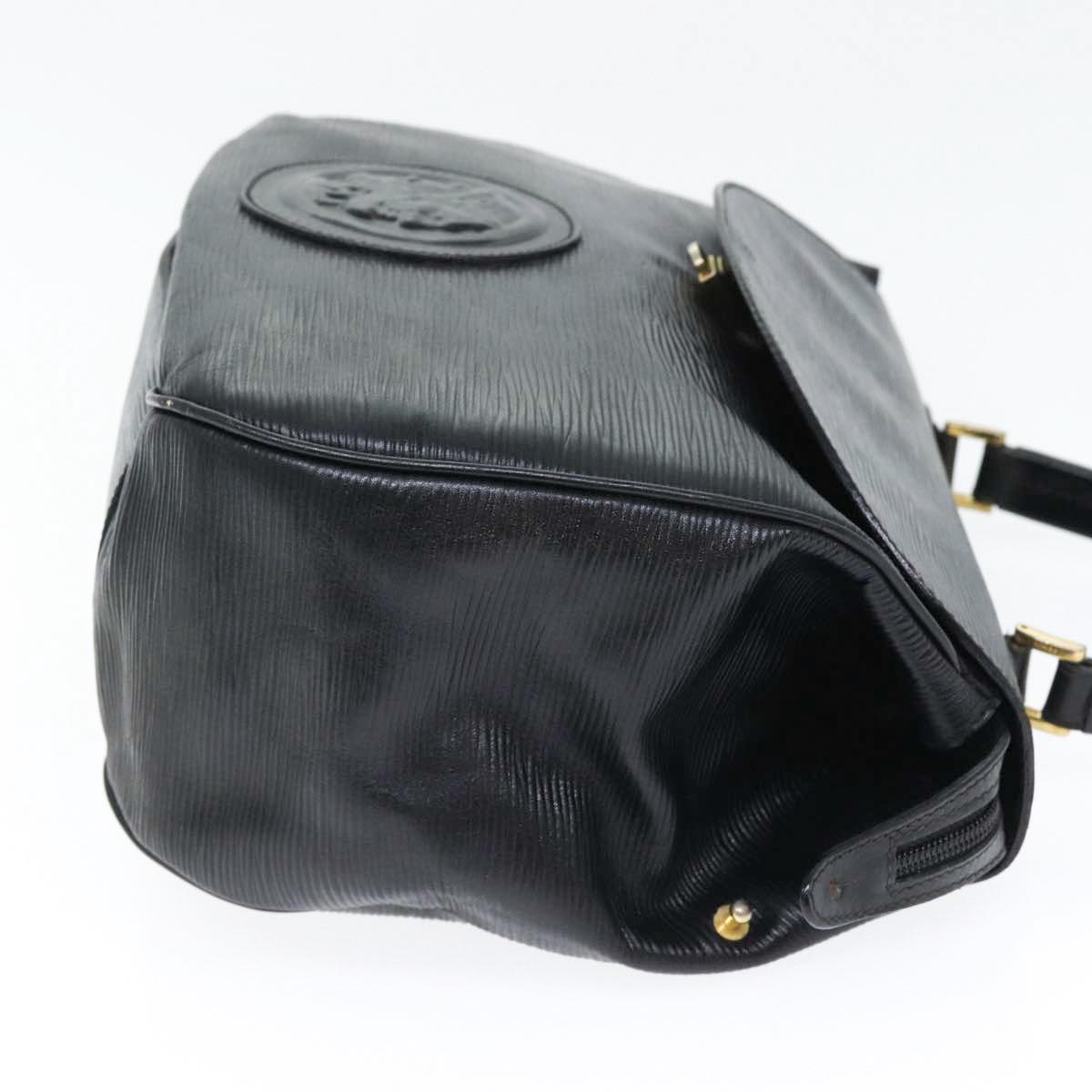 FENDI Hand Bag Leather Black Gold bs17873