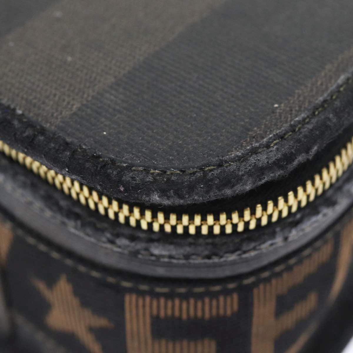 FENDI Pecan Canvas Hand Bag Brown Black gold bs17879
