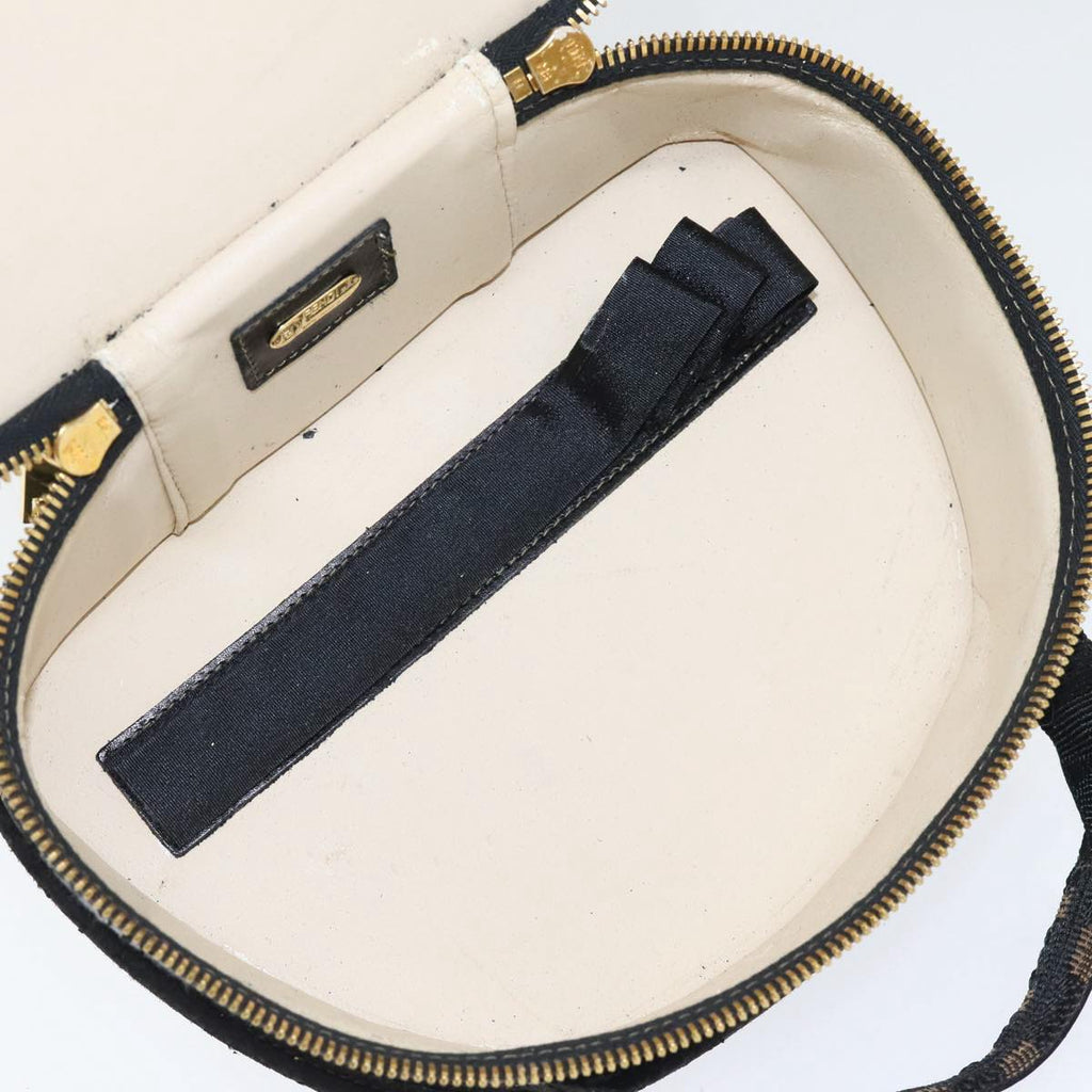 FENDI Pecan Canvas Hand Bag Brown Black gold bs17879