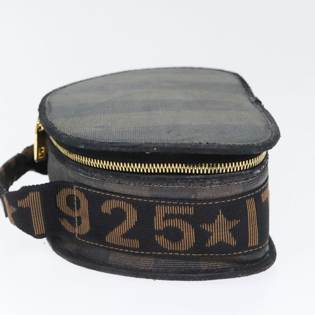 FENDI Pecan Canvas Hand Bag Brown Black gold bs17879