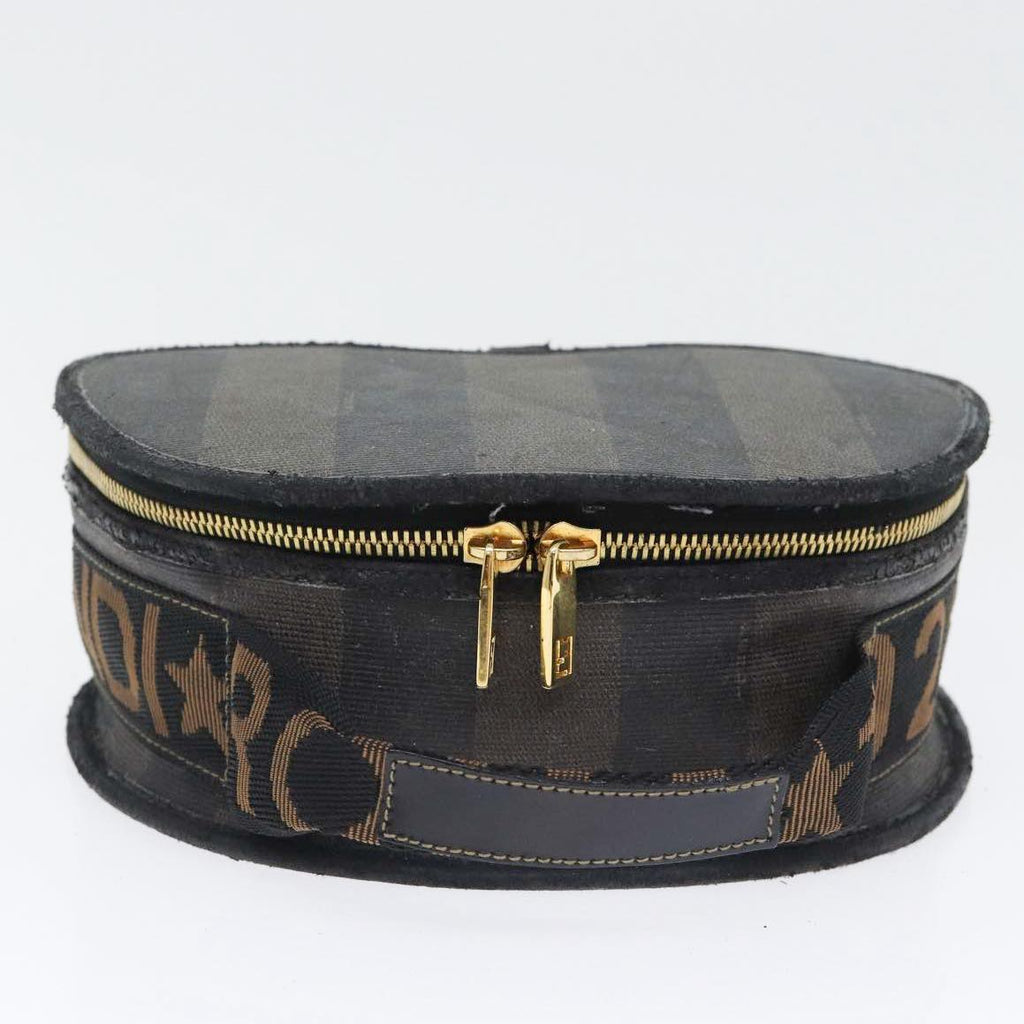 FENDI Pecan Canvas Hand Bag Brown Black gold bs17879