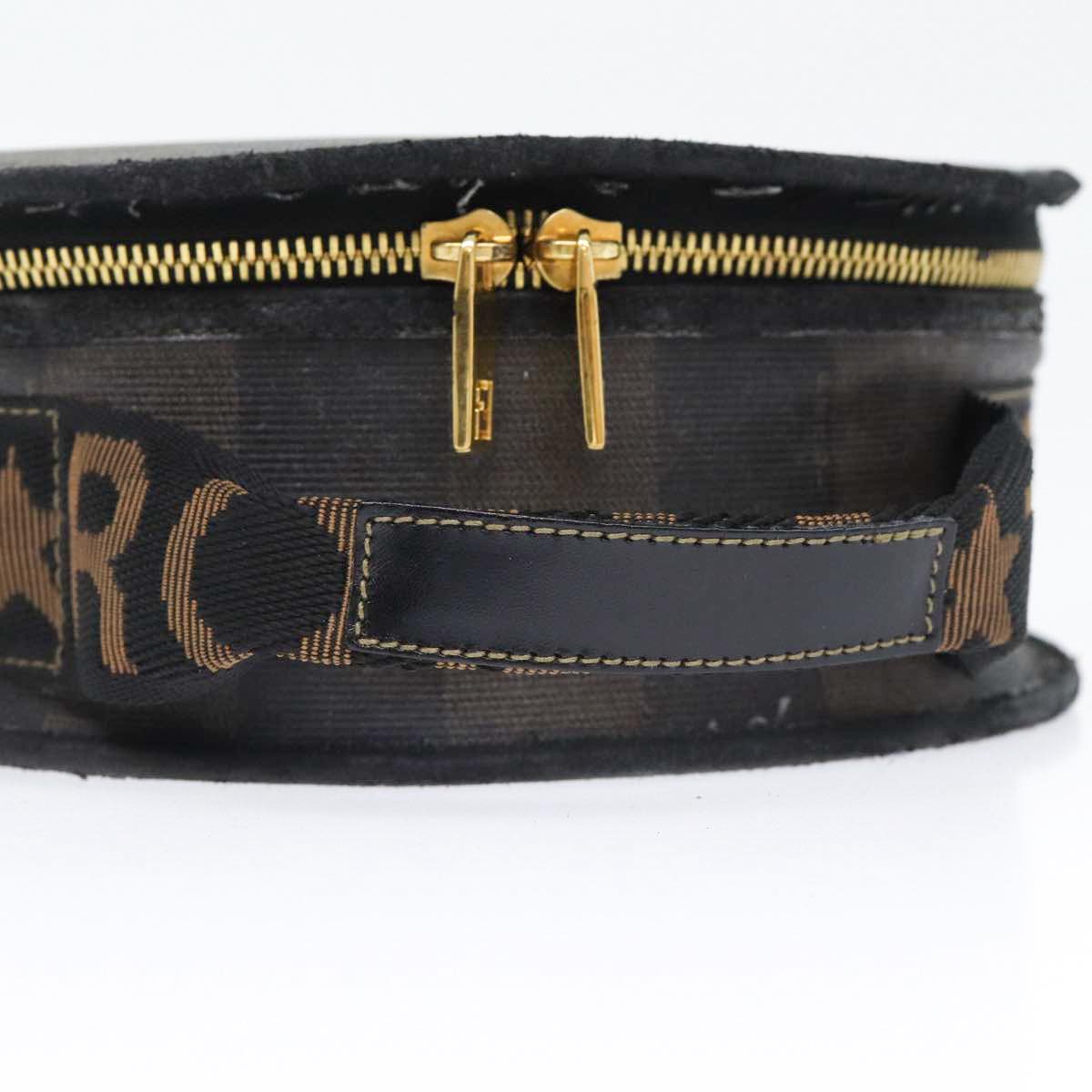 FENDI Pecan Canvas Hand Bag Brown Black gold bs17879