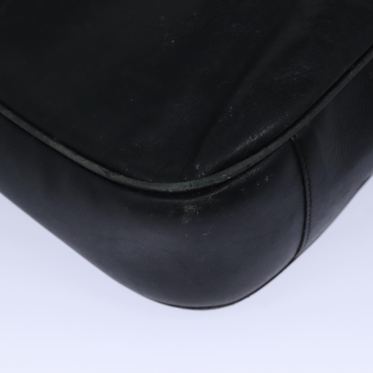 GUCCI Bamboo Hand Bag Leather 2way Black Gold 001 1781 1577 bs17930