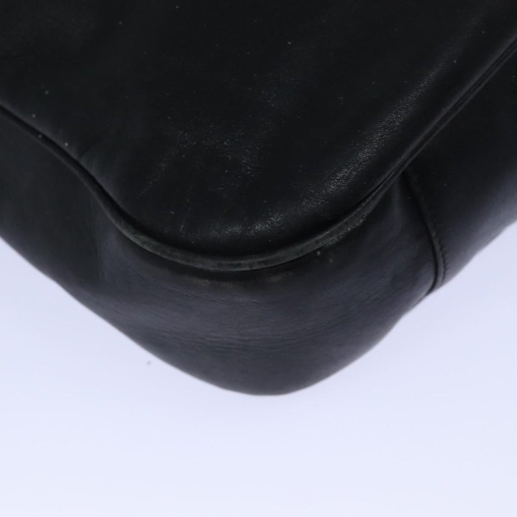GUCCI Bamboo Hand Bag Leather 2way Black Gold 001 1781 1577 bs17930