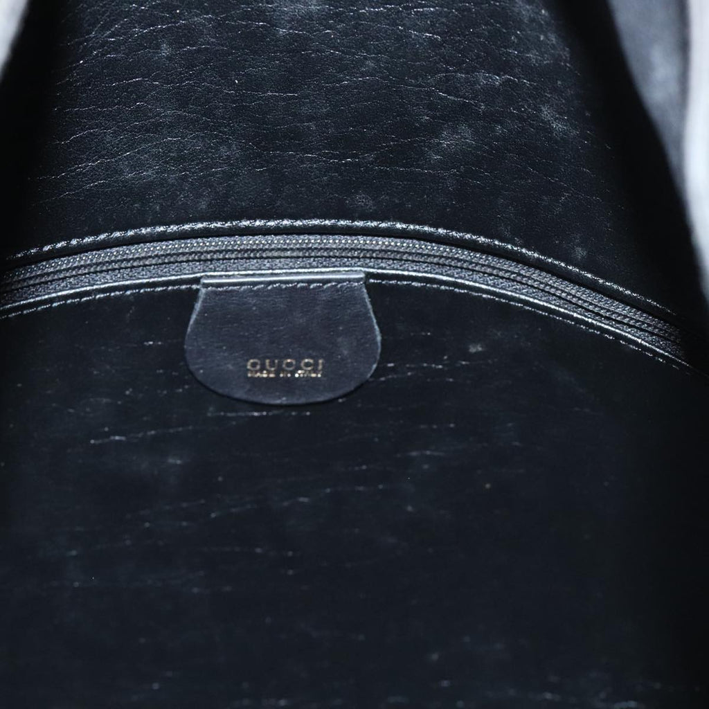 GUCCI Bamboo Hand Bag Leather 2way Black Gold 001 1781 1577 bs17930