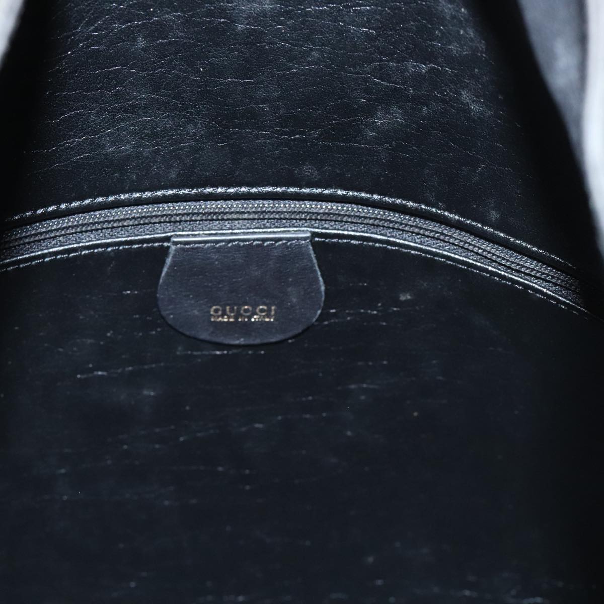 GUCCI Bamboo Hand Bag Leather 2way Black Gold 001 1781 1577 bs17930