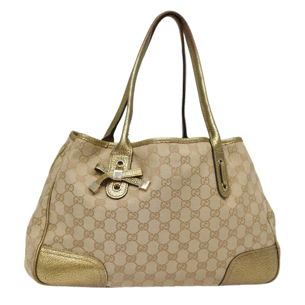 GUCCI GG Canvas Tote Bag Gold Tone Gold 163805 bs17949