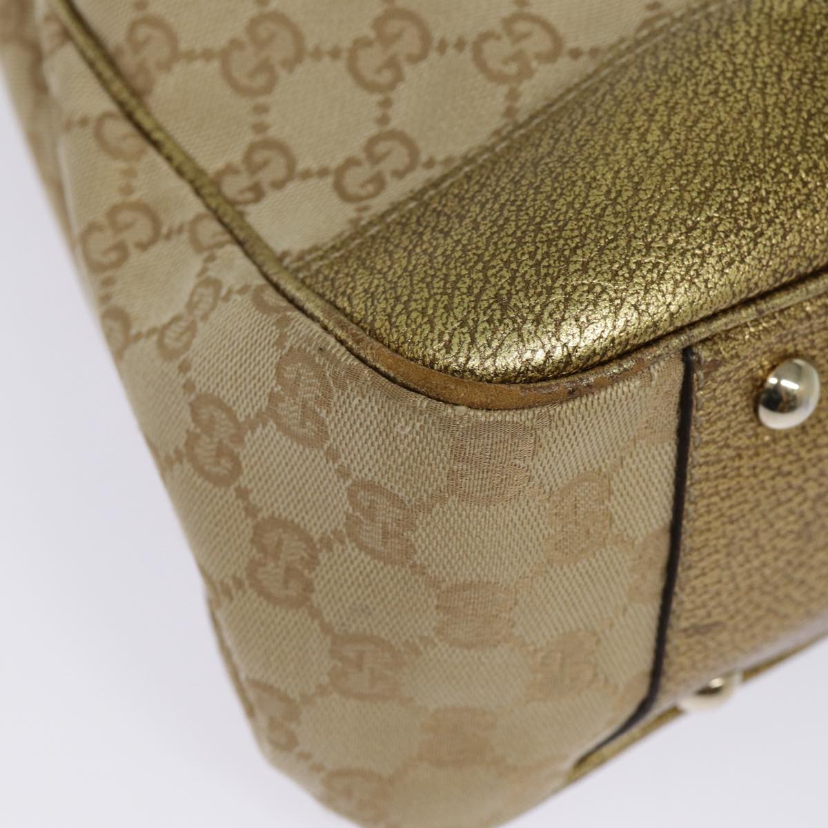 GUCCI GG Canvas Tote Bag Gold Tone Gold 163805 bs17949
