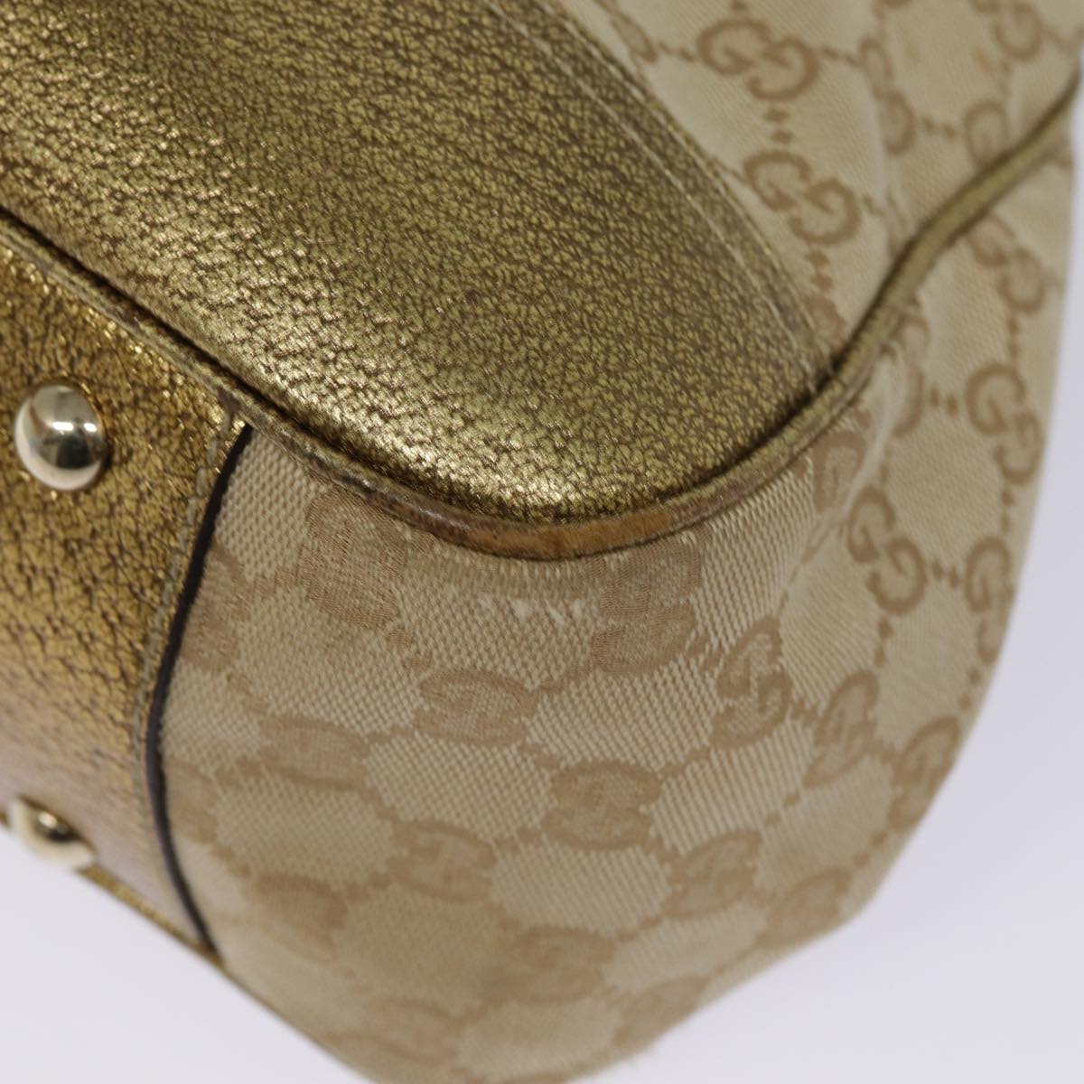 GUCCI GG Canvas Tote Bag Gold Tone Gold 163805 bs17949