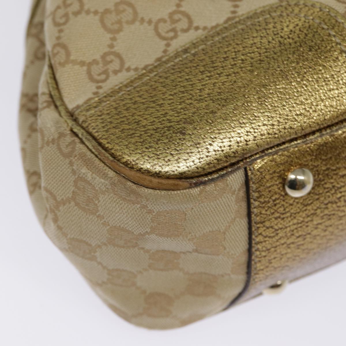 GUCCI GG Canvas Tote Bag Gold Tone Gold 163805 bs17949