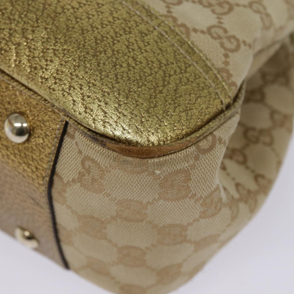 GUCCI GG Canvas Tote Bag Gold Tone Gold 163805 bs17949