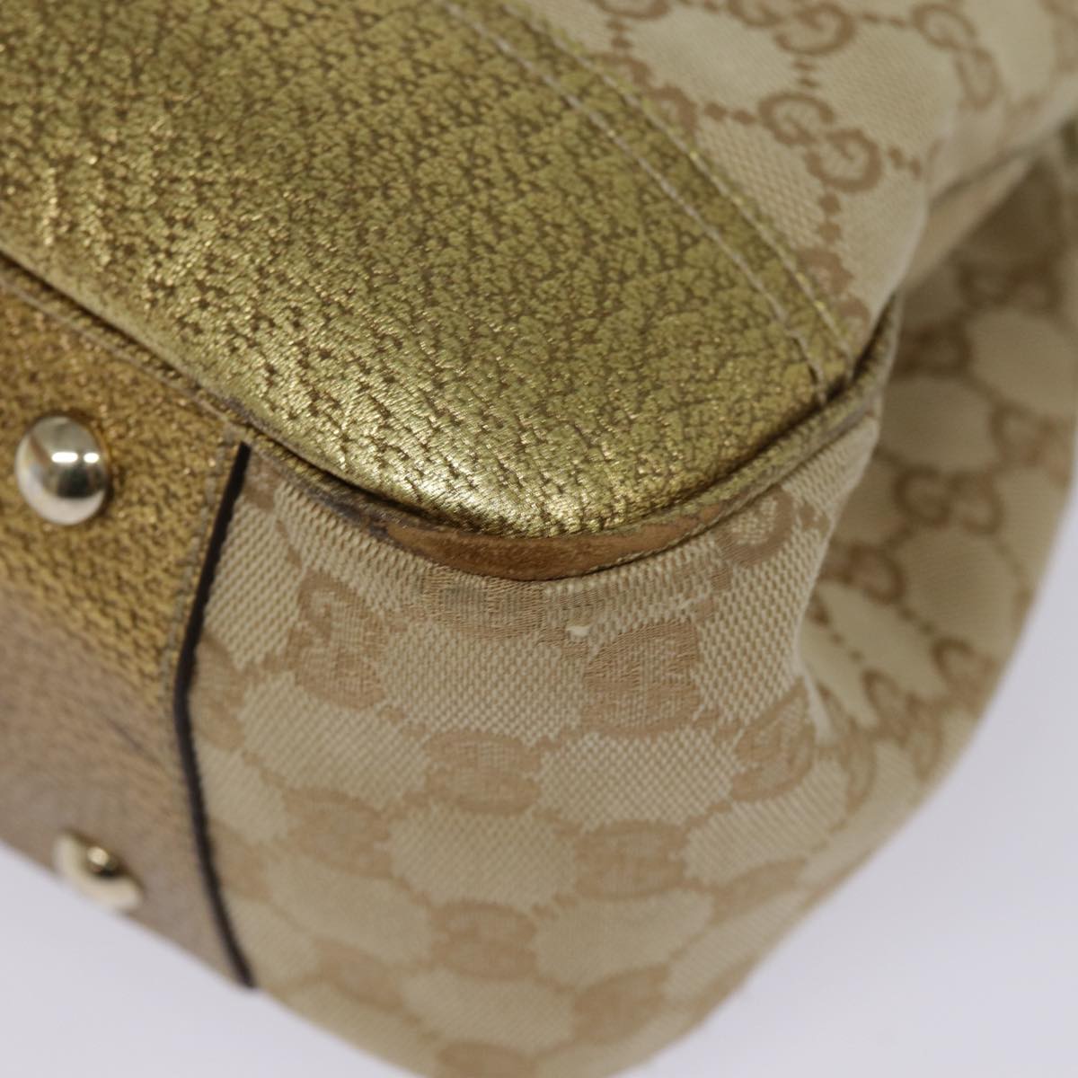 GUCCI GG Canvas Tote Bag Gold Tone Gold 163805 bs17949