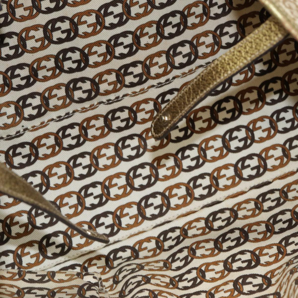 GUCCI GG Canvas Tote Bag Gold Tone Gold 163805 bs17949