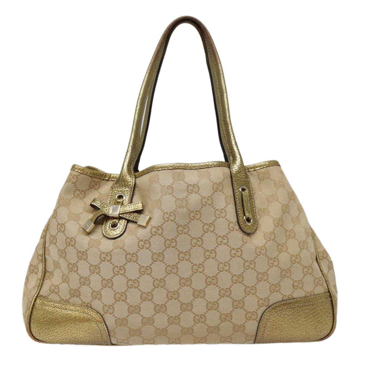 GUCCI GG Canvas Tote Bag Gold Tone Gold 163805 bs17949
