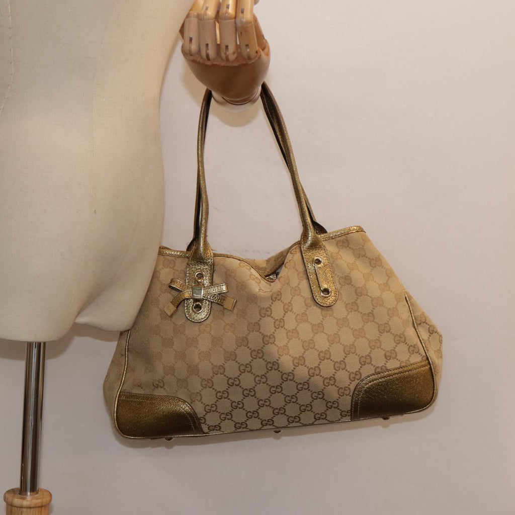GUCCI GG Canvas Tote Bag Gold Tone Gold 163805 bs17949
