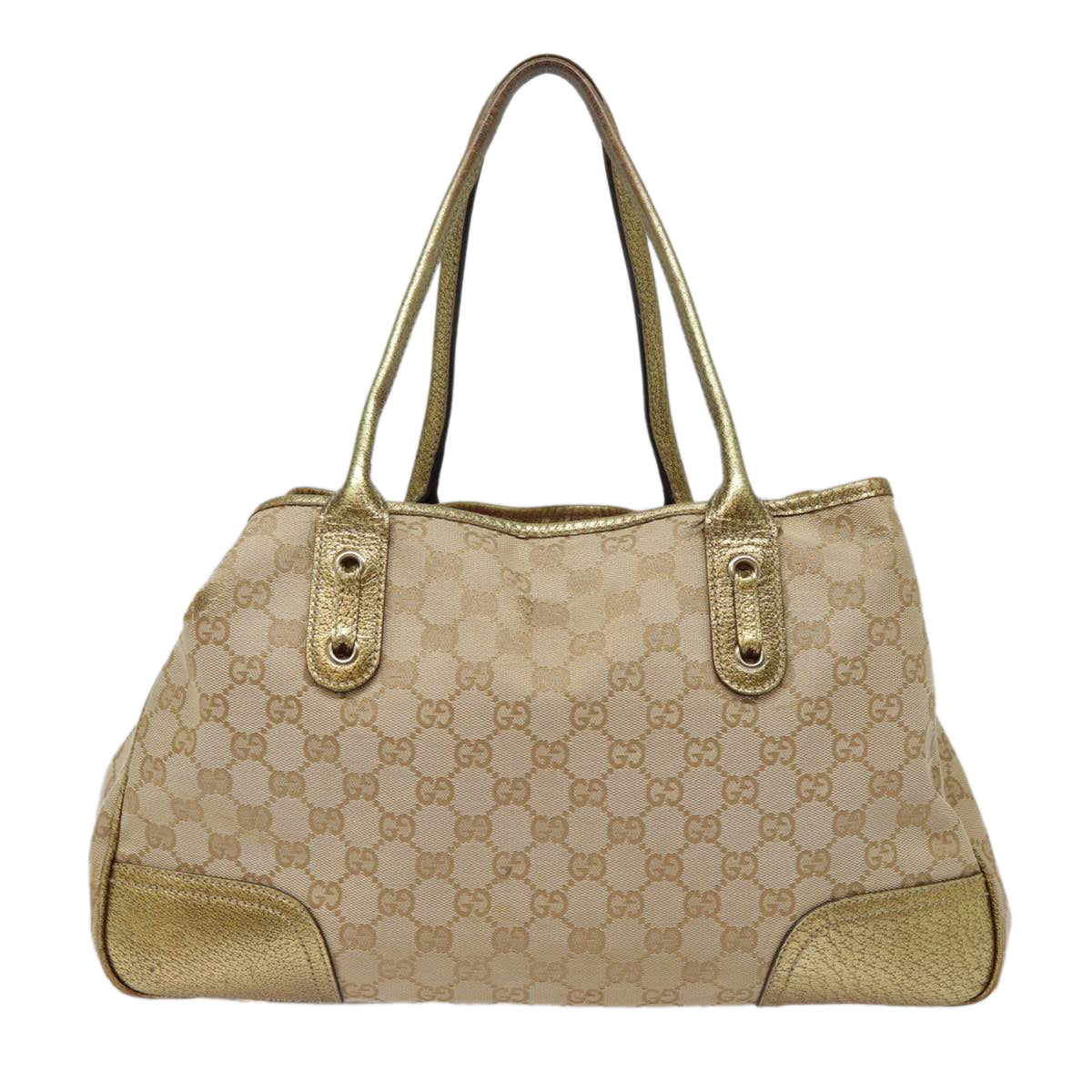 GUCCI GG Canvas Tote Bag Gold Tone Gold 163805 bs17949