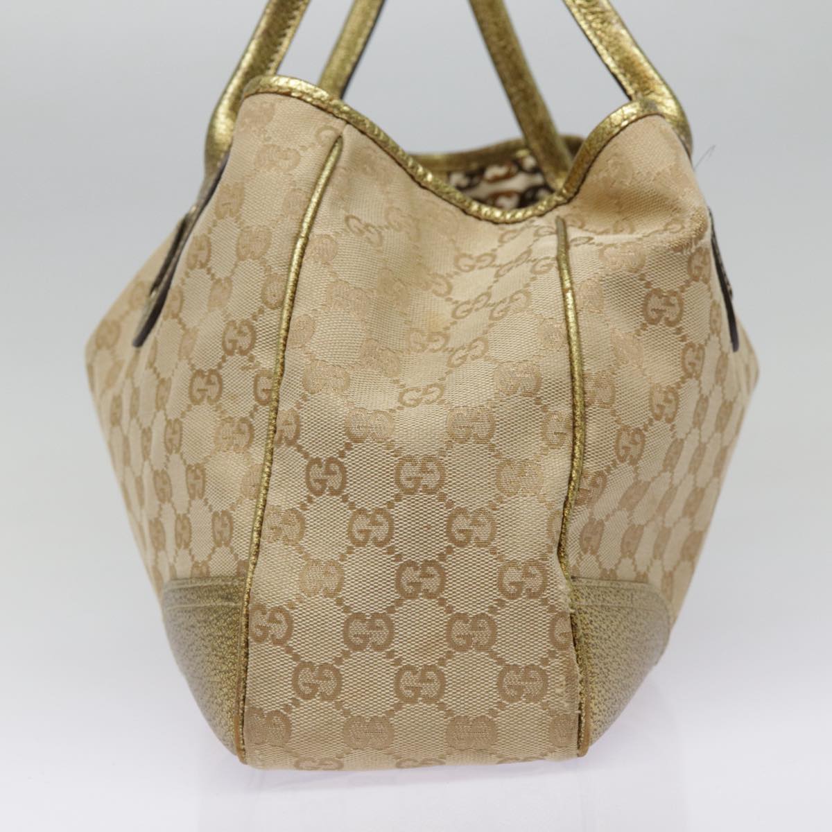 GUCCI GG Canvas Tote Bag Gold Tone Gold 163805 bs17949