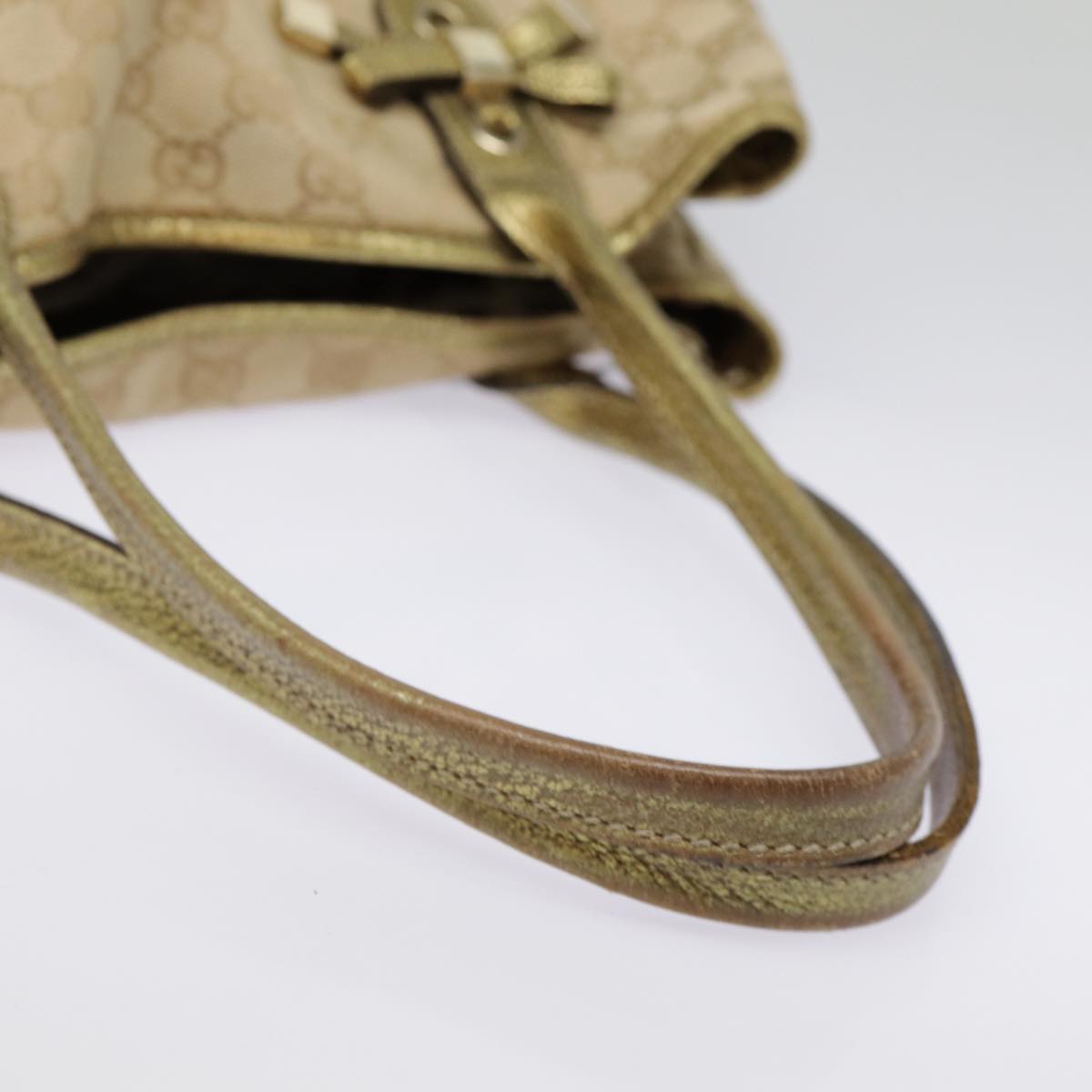 GUCCI GG Canvas Tote Bag Gold Tone Gold 163805 bs17949