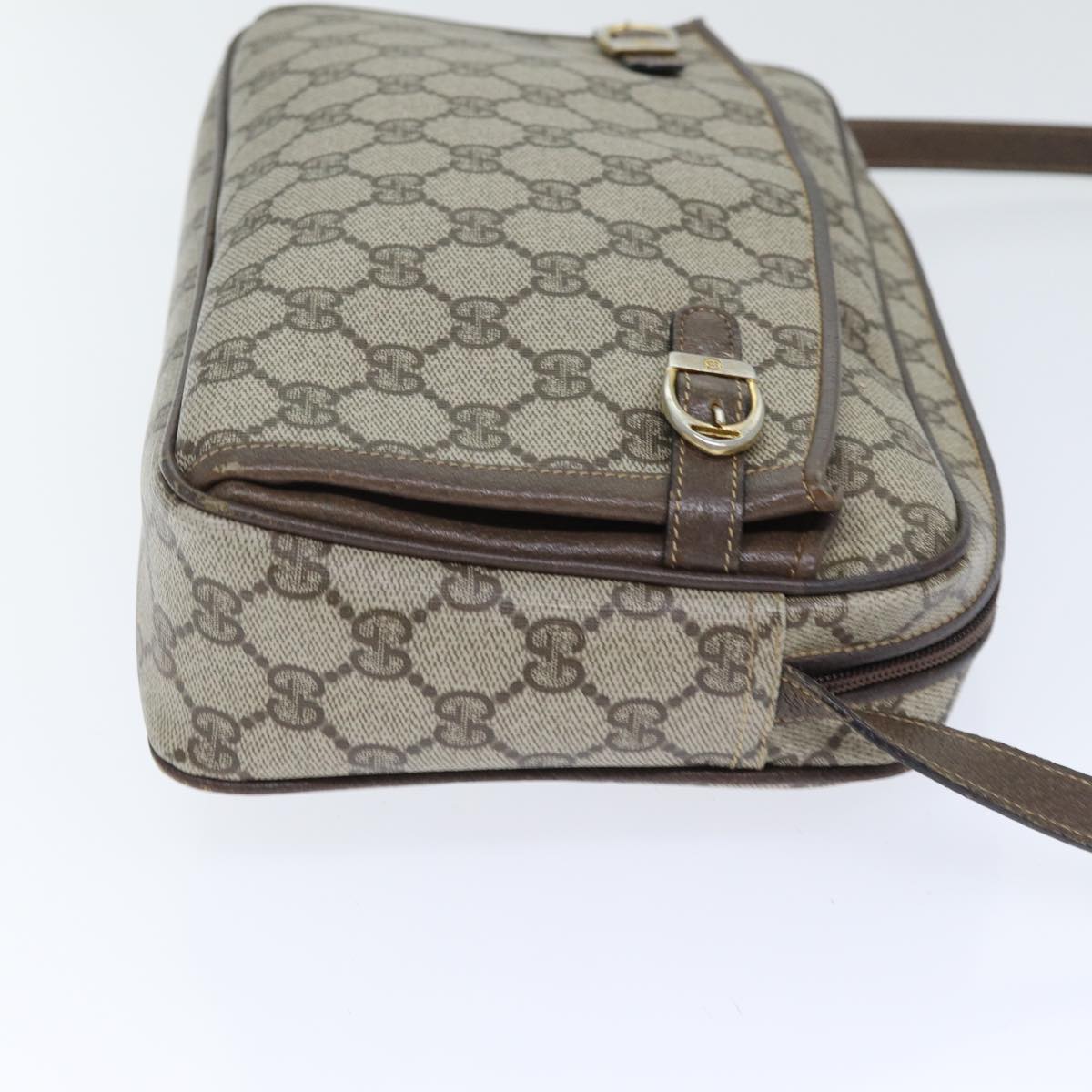 GUCCI GG Supreme Shoulder Bag PVC Leather Beige 001 115 0117 bs17951