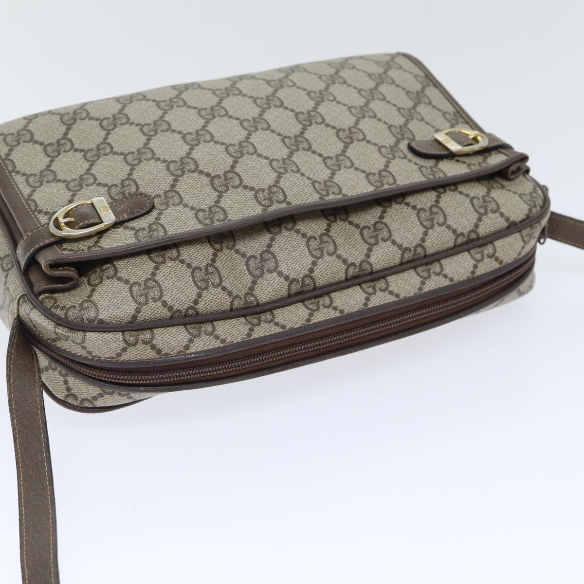 GUCCI GG Supreme Shoulder Bag PVC Leather Beige 001 115 0117 bs17951