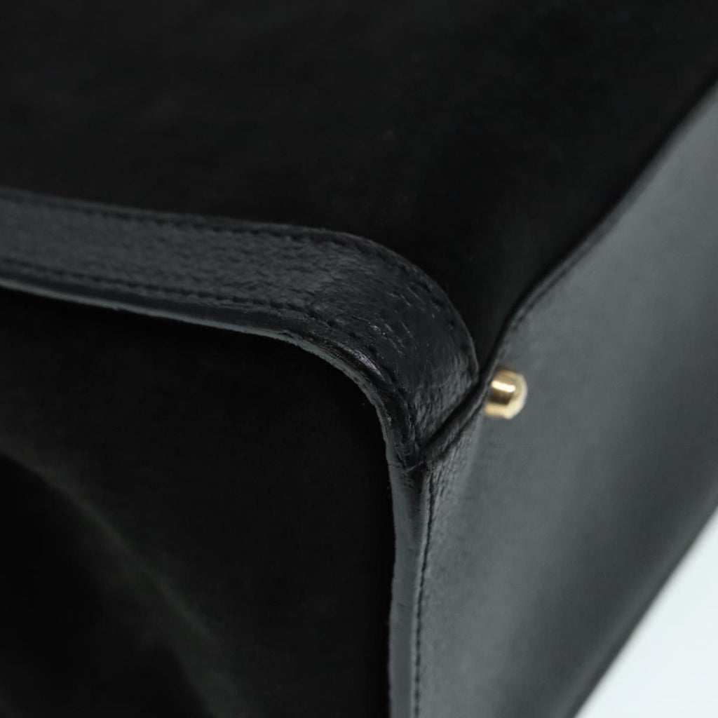 GUCCI Bamboo Hand Bag Suede Leather Black Gold 002 1186 0260 bs17967