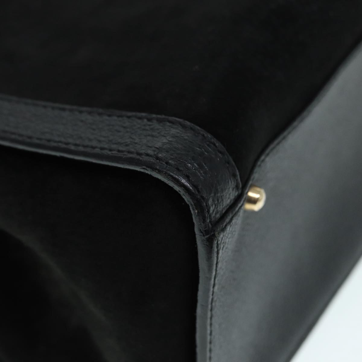 GUCCI Bamboo Hand Bag Suede Leather Black Gold 002 1186 0260 bs17967