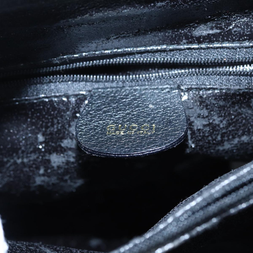 GUCCI Bamboo Hand Bag Suede Leather Black Gold 002 1186 0260 bs17967