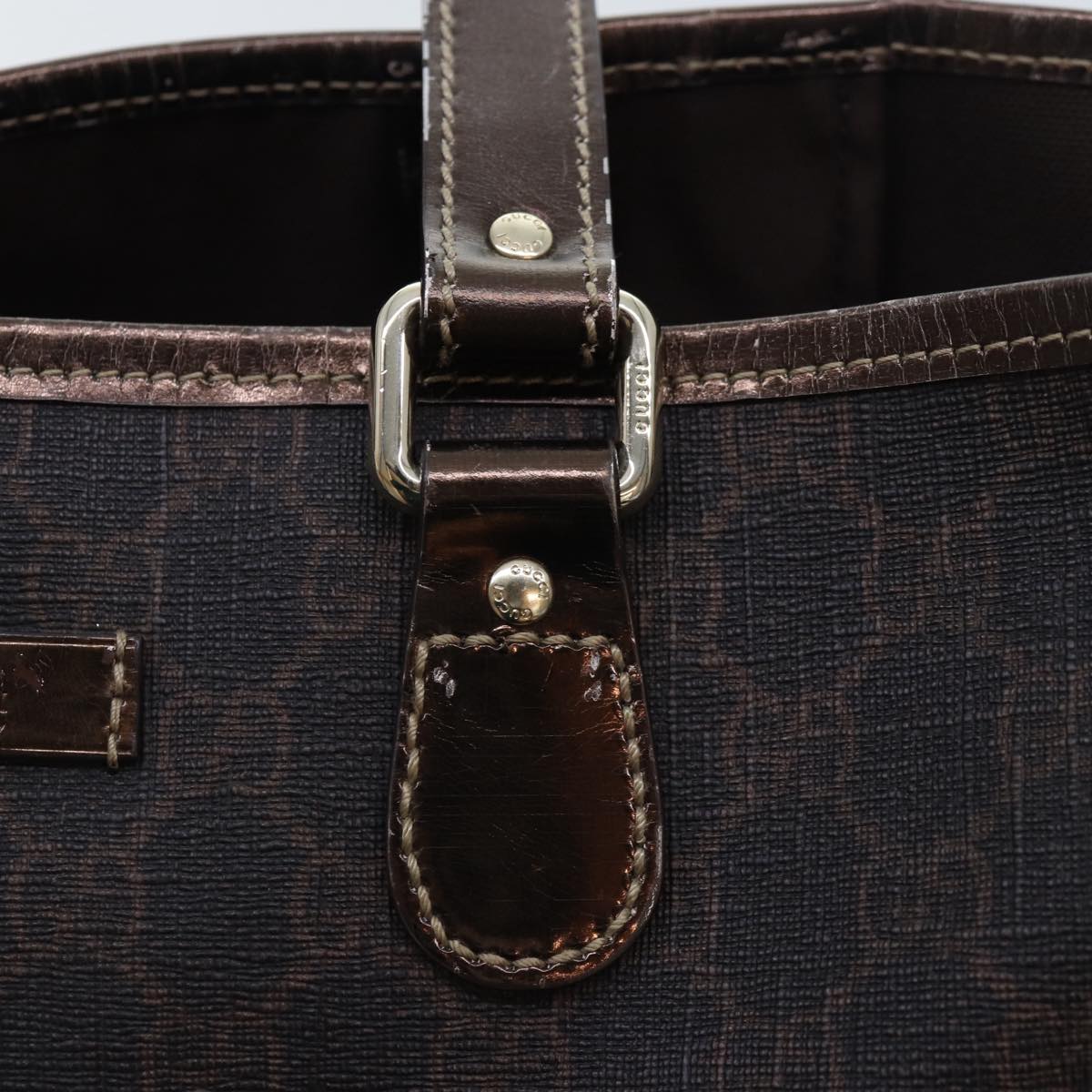 GUCCI GG Supreme Tote Bag PVC Leather Gold Brown 189896 bs17968