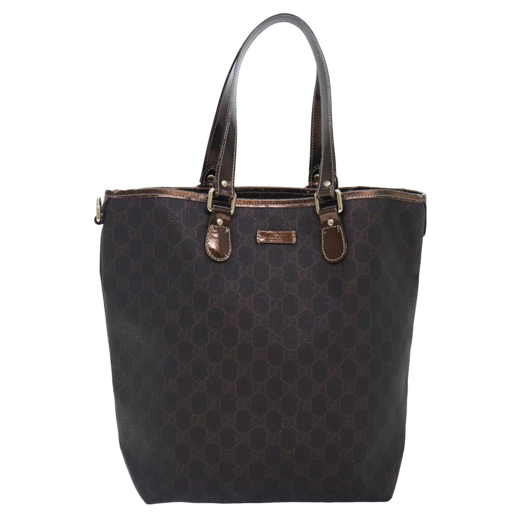 GUCCI GG Supreme Tote Bag PVC Leather Gold Brown 189896 bs17968